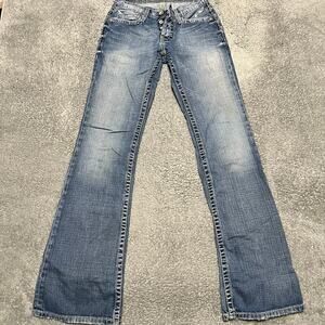 BKE Jeans Mens 28 (28x34.5) Fulton Boot Leg Thick Stitch Western Blue Denim Pant